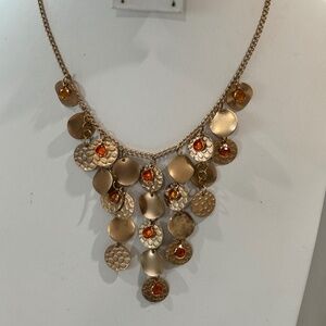 Boho Retro Brassy Gold Tone Ambeina Bangle Necklace